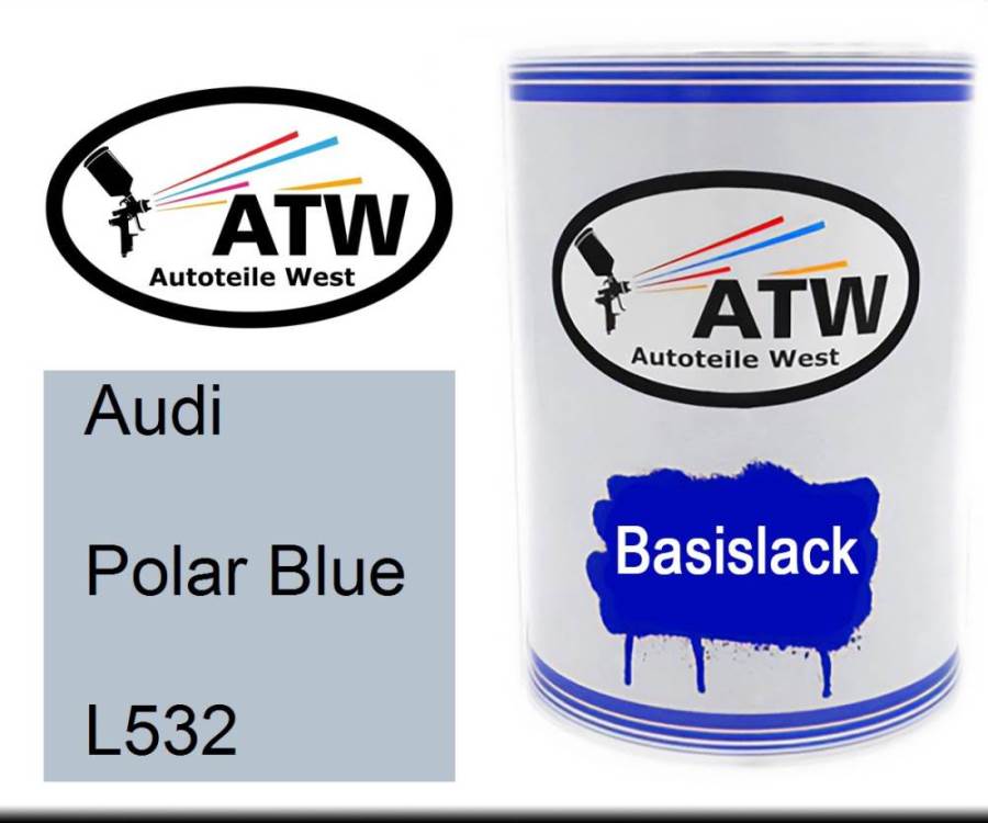 Audi, Polar Blue, L532: 500ml Lackdose, von ATW Autoteile West.